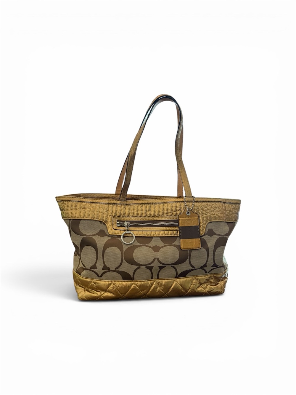 Coach Poppy Signature Quilted Gold Tote Shoulder Bag no. 18676